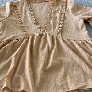 Elegant Beige Lace Trim Camisole